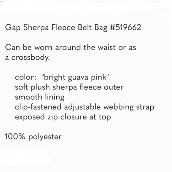 Gap Faux Sherpa Belt Bag, Guava Pink, 9” X 5” - Picture 2 of 9